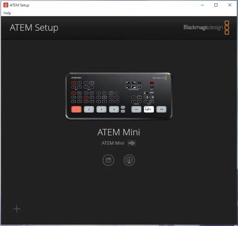 ATEM Setup ソフトウェア起動画面