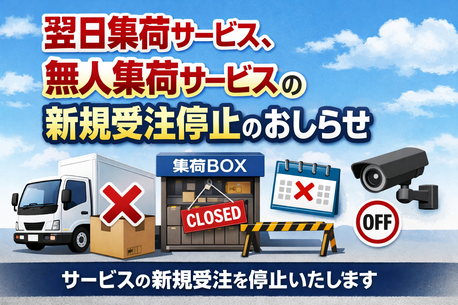 翌日集荷サービス、無人集荷サービスの新規受注停止のおしらせ | PANDA