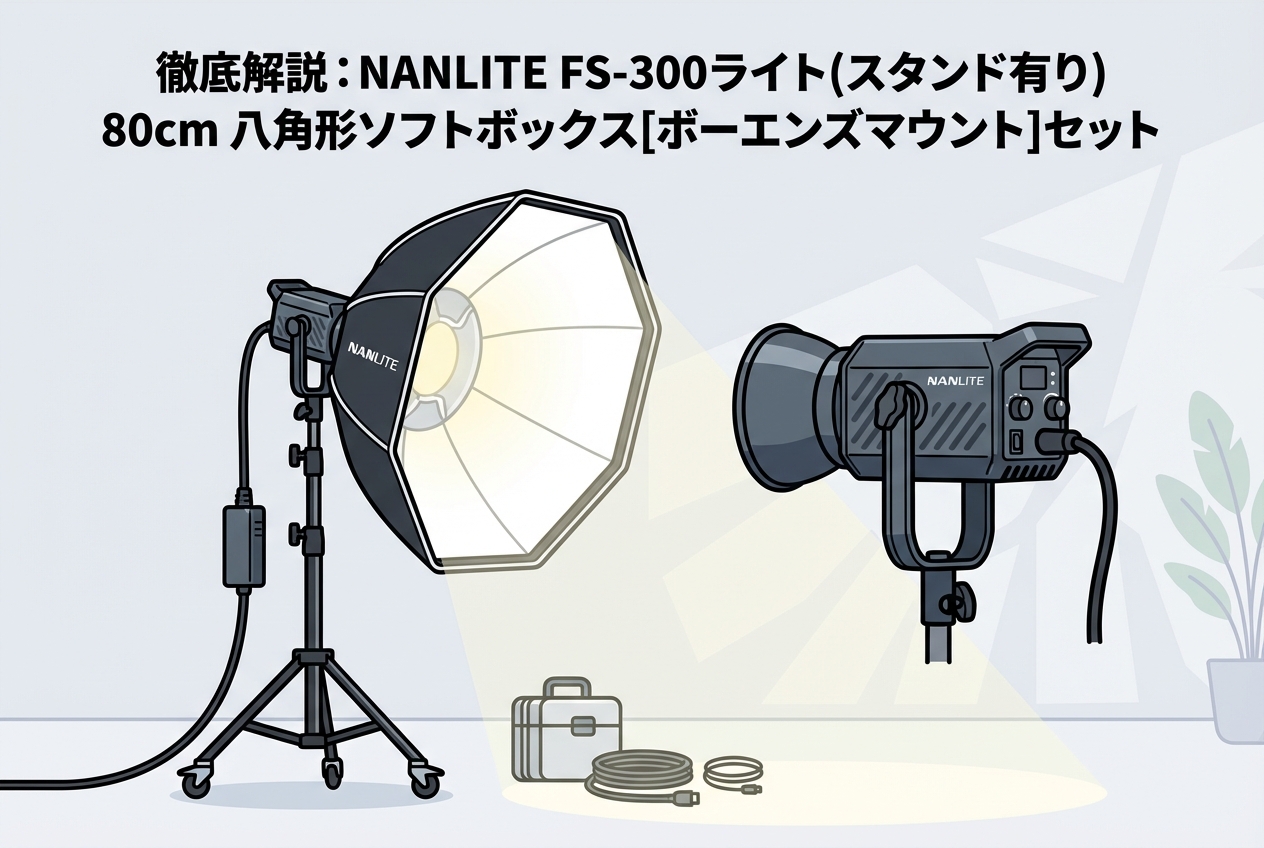 徹底解説：NANLITE FS-300ライト(スタンド有り) 80cm 八角形ソフト