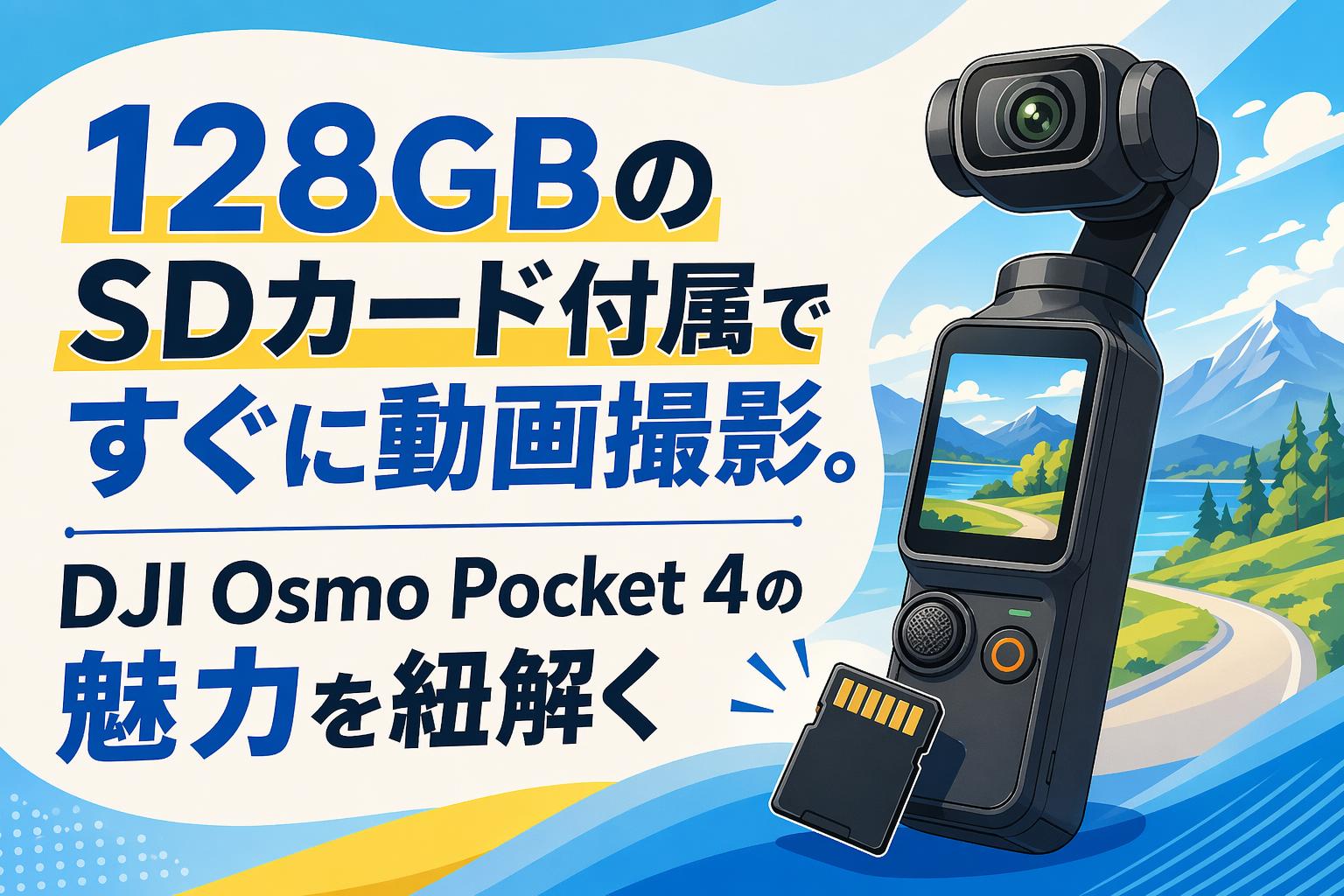 DJI Osmo Pocket ビデオカメラ本体　専用ケース　sdカード128G 128GBのSDカード付属ですぐに動画撮影。DJI Osmo Pocket 4の魅力を