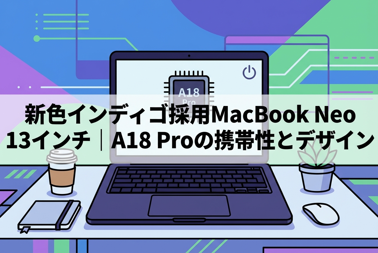 新色インディゴ採用MacBook Neo 13インチ｜A18 Proの携帯性とデザイン