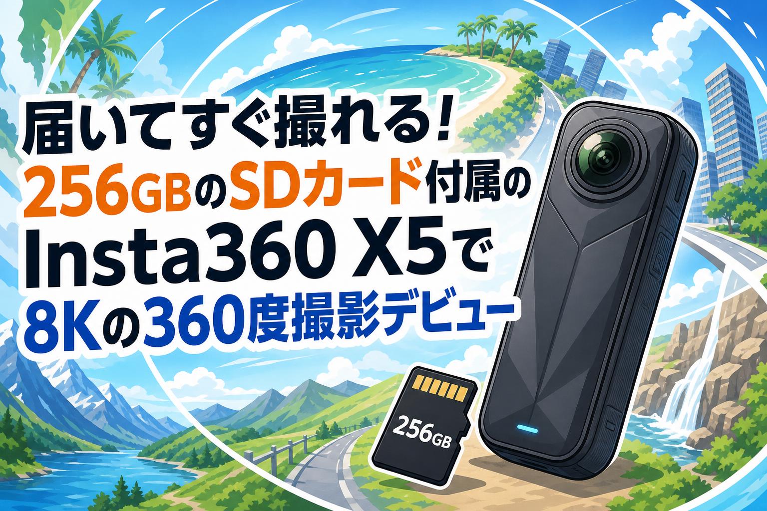 届いてすぐ撮れる！256GBのSDカード付属のInsta360 X5で8Kの360度撮影