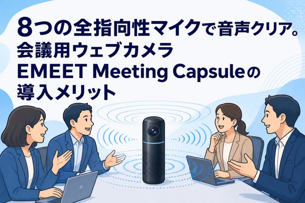 8つの全指向性マイクで音声クリア。会議用ウェブカメラEMEET Meeting