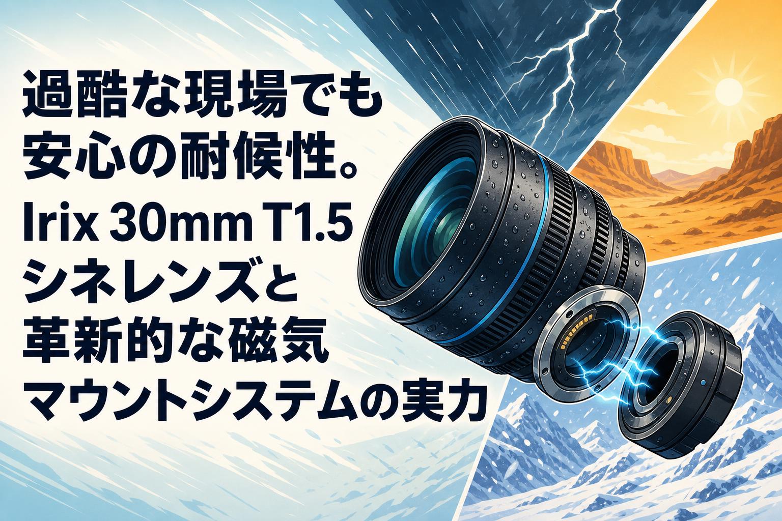 過酷な現場でも安心の耐候性。Irix 30mm T1.5シネレンズと革新的な磁気