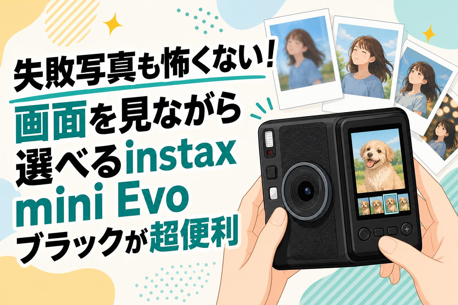 失敗写真も怖くない！画面を見ながら選べるinstax mini Evo ブラックが