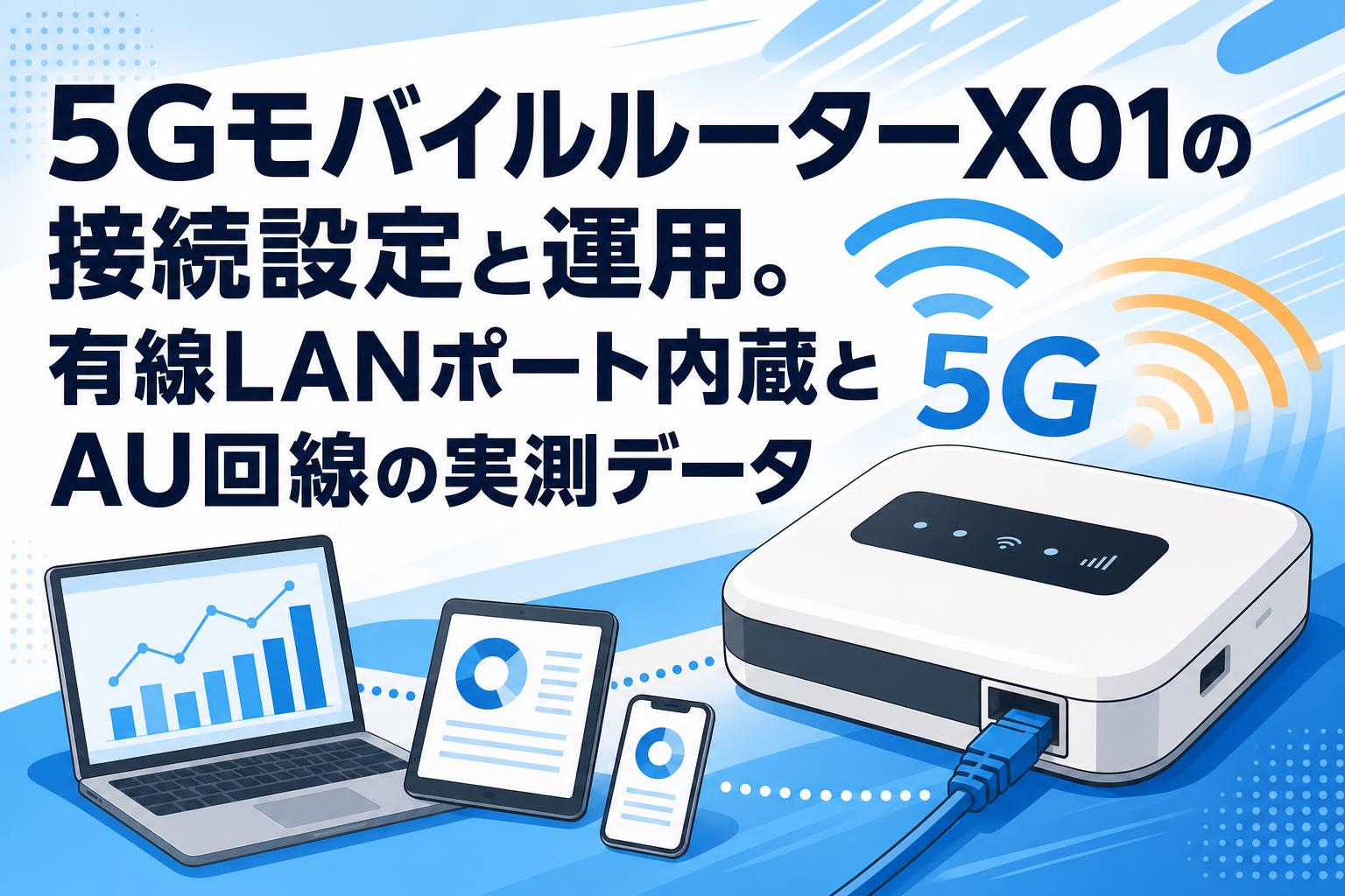 NEC - 有線LANポート付楽天モバイル5G対応モバイルルーター X01 5GモバイルルーターX01の接続設定と運用。有線LANポート内蔵とAU回線の