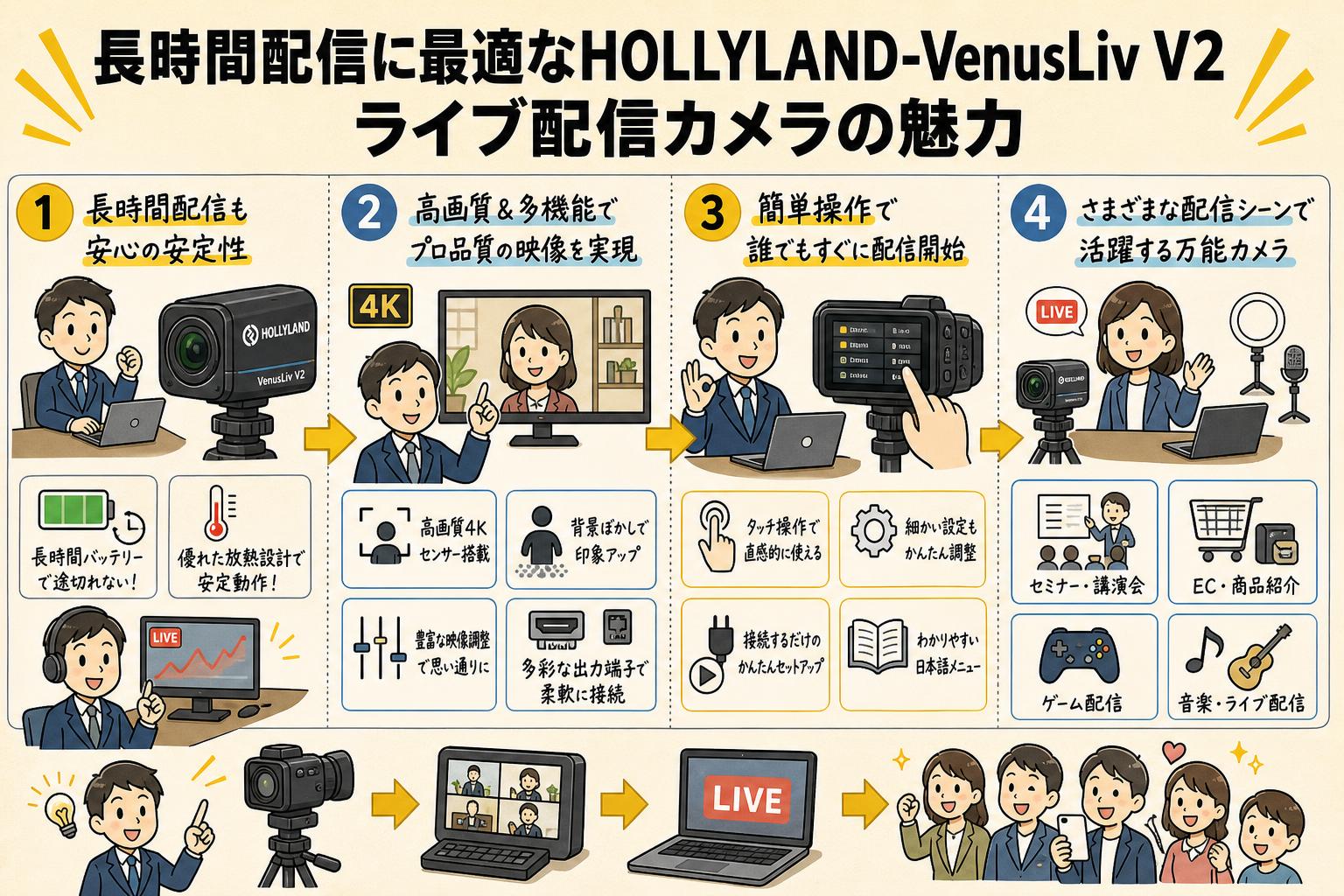 長時間配信に最適なHOLLYLAND-VenusLiv V2 ライブ配信カメラの魅力