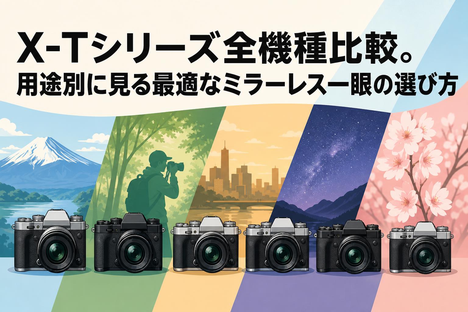 X-Tシリーズ全機種比較。用途別に見る最適なミラーレス一眼の選び方