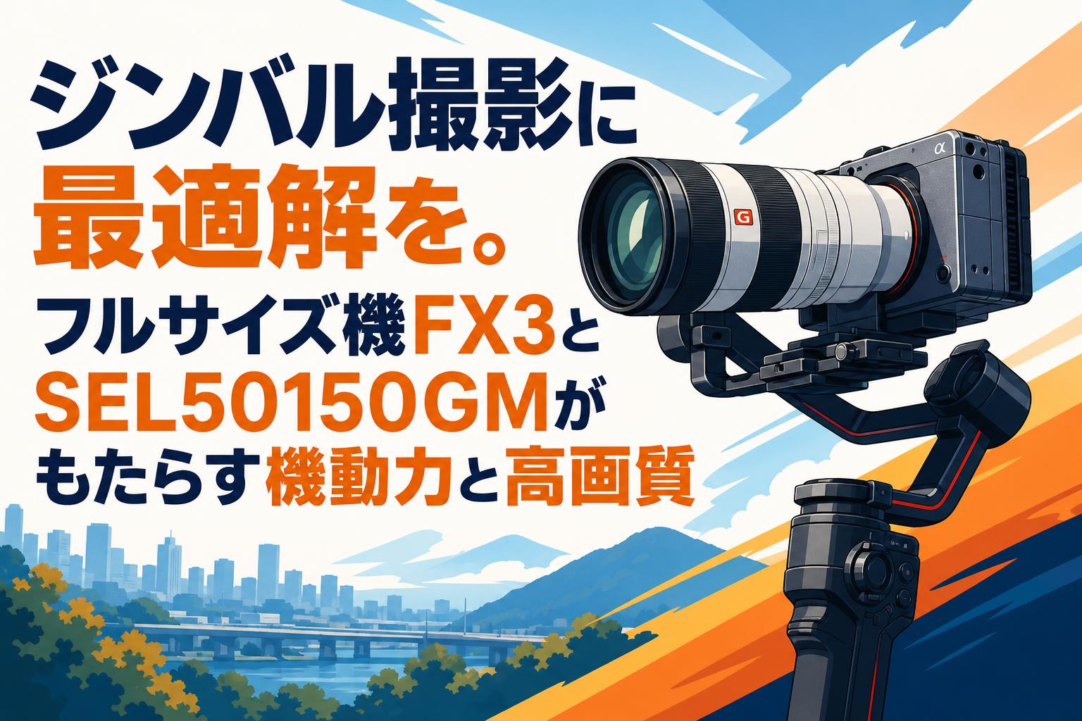 撮影などに大活躍ジンバル ジンバル撮影に最適解を。フルサイズ機FX3とSEL50150GMがもたらす機動