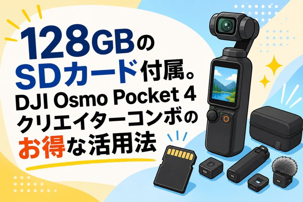 128GBのSDカード付属。DJI Osmo Pocket 4クリエイターコンボのお得な