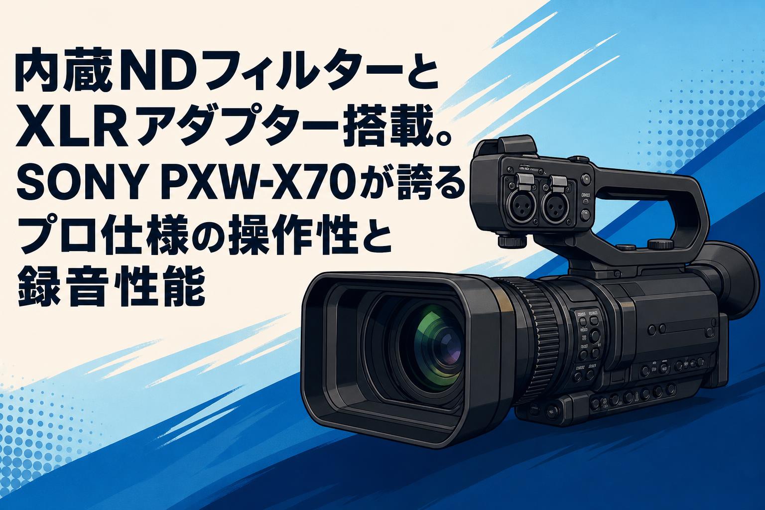 内蔵NDフィルターとXLRアダプター搭載。SONY PXW-X70が誇るプロ仕様の