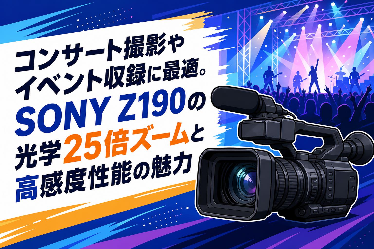 コンサート撮影やイベント収録に最適。SONY Z190の光学25倍ズームと高