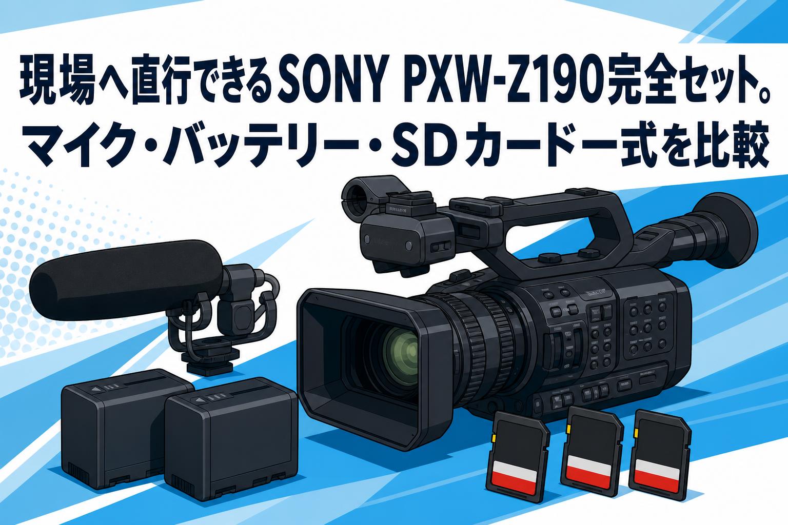 （動作確認済み）ビデオカメラ　　付属品多数 現場へ直行できるSONY PXW-Z190完全セット。マイク・バッテリー・SD