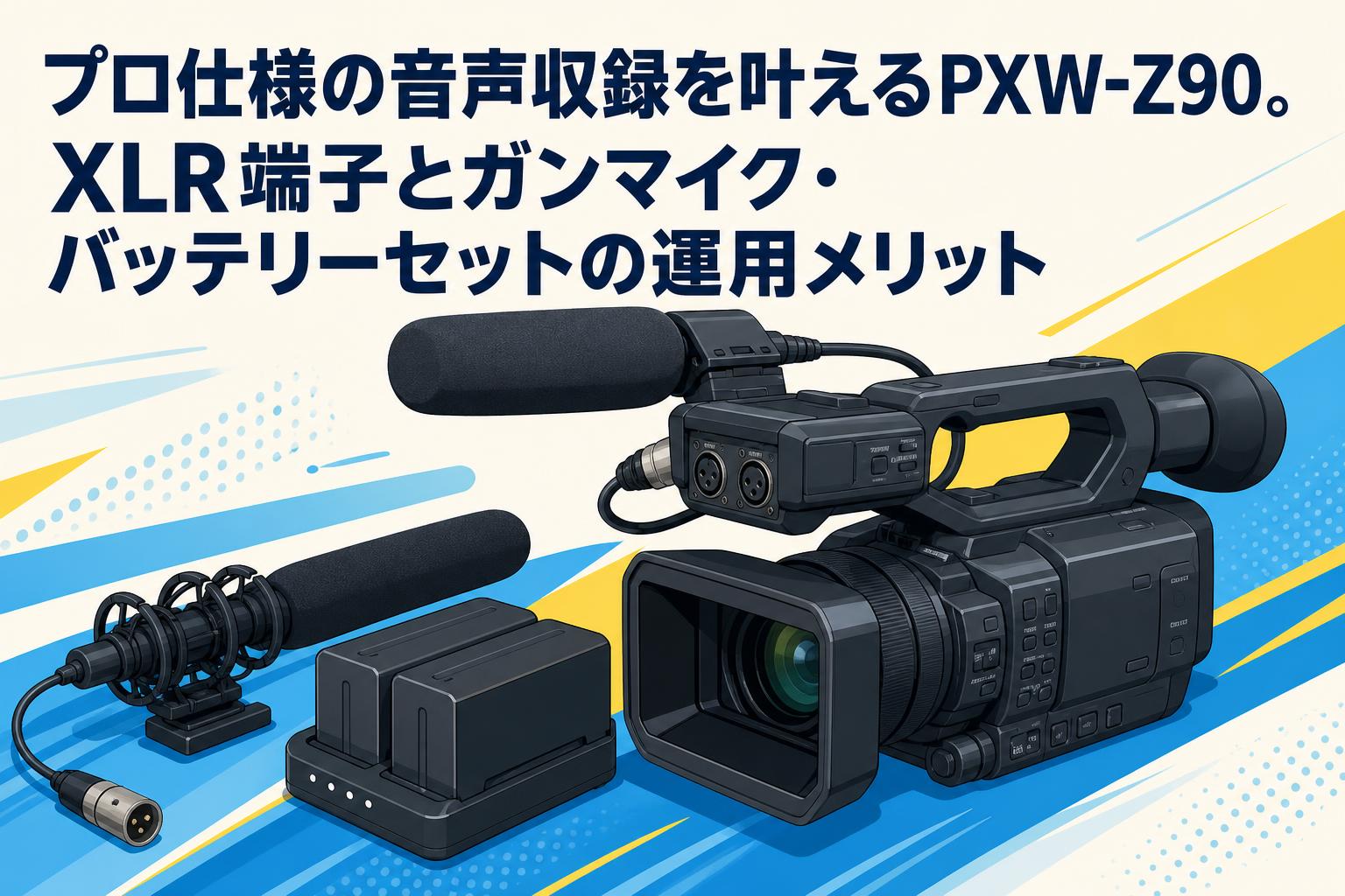 プロ仕様の音声収録を叶えるPXW-Z90。XLR端子とガンマイク・バッテリー