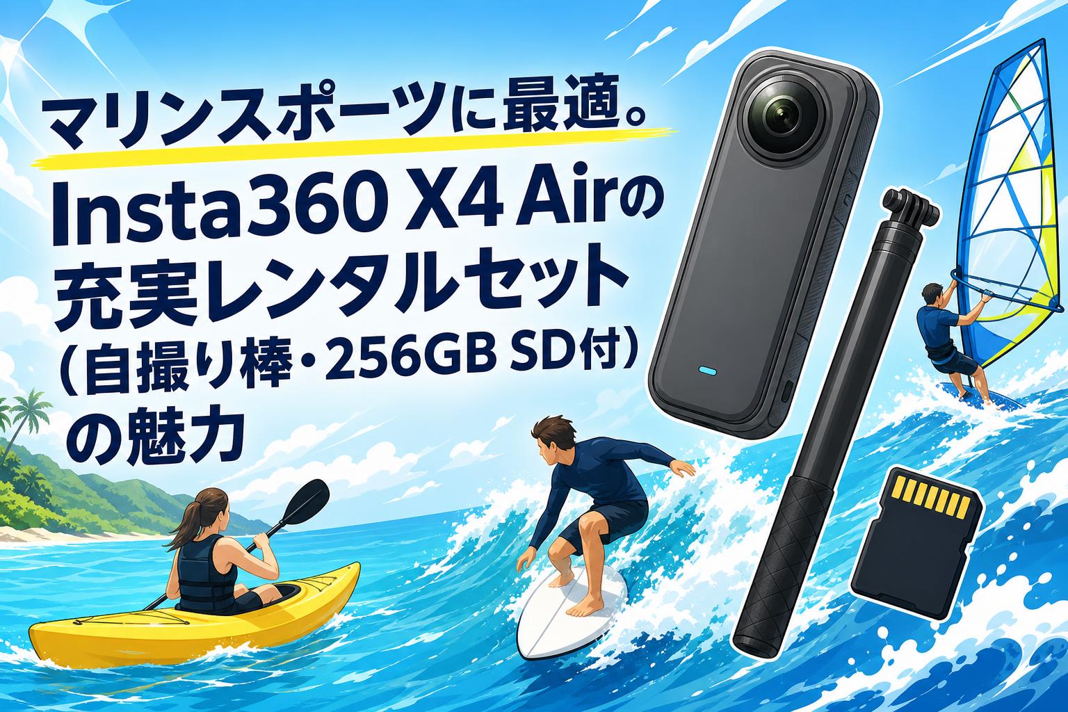 マリンスポーツに最適。Insta360 X4 Airの充実レンタルセット（自撮り