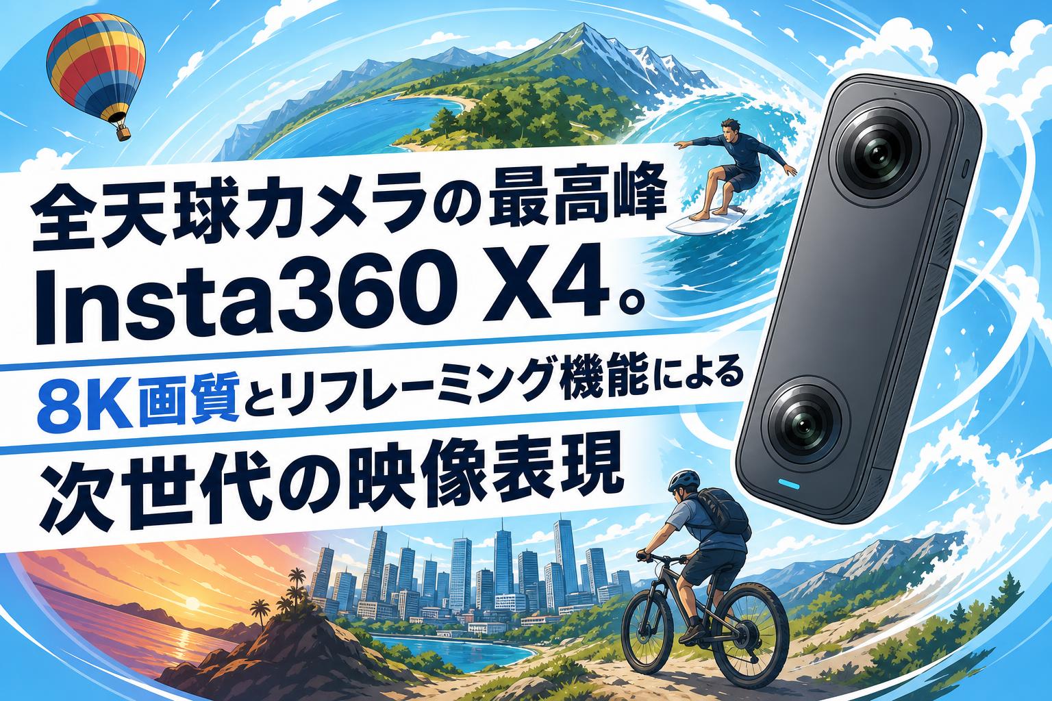 全天球カメラの最高峰Insta360 X4。8K画質とリフレーミング機能による