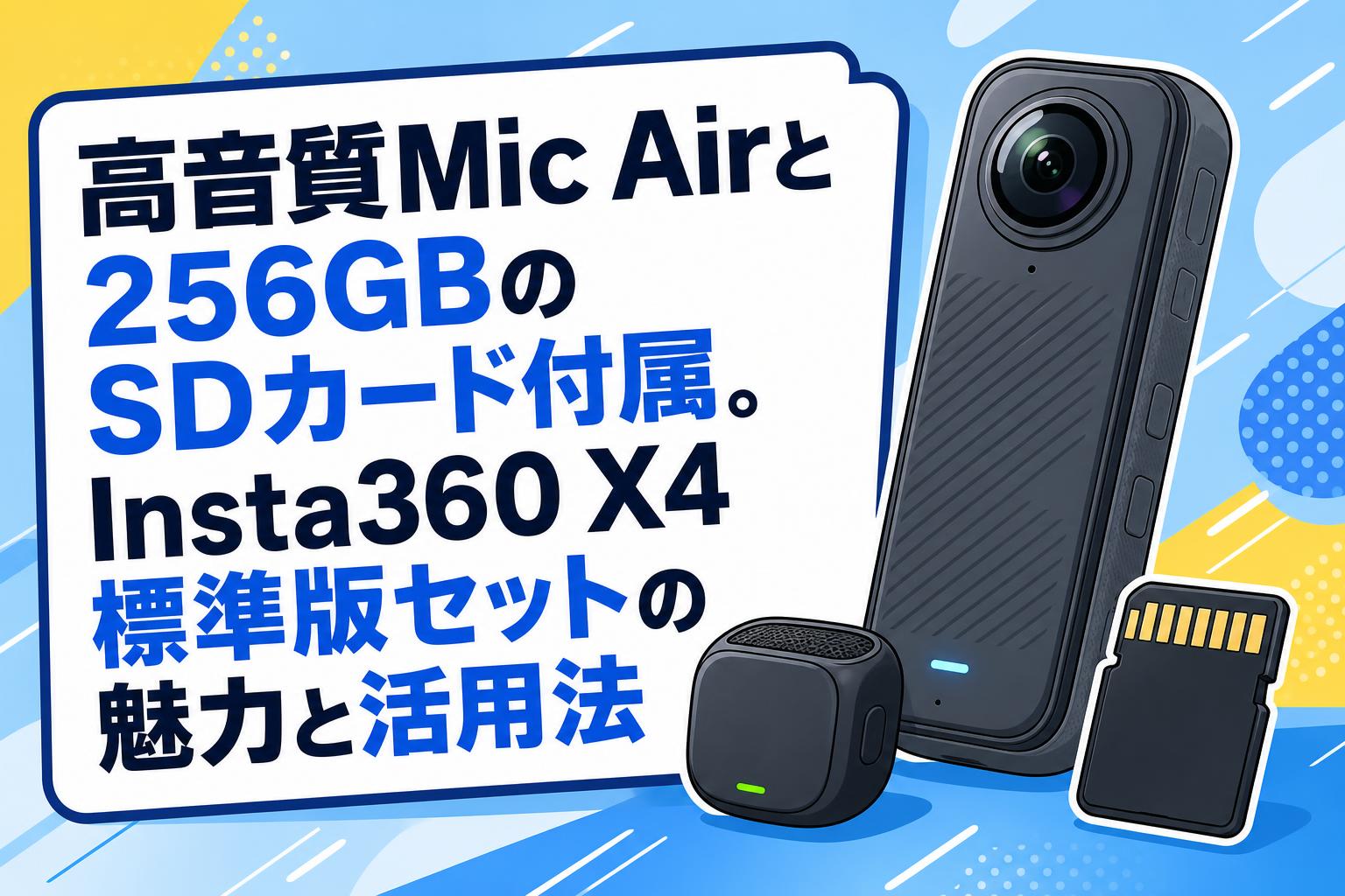 高音質Mic Airと256GBのSDカード付属。Insta360 X4標準版セットの魅力 高音質Mic Airと256GBのSDカード付属。Insta360 X4標準版セットの魅力