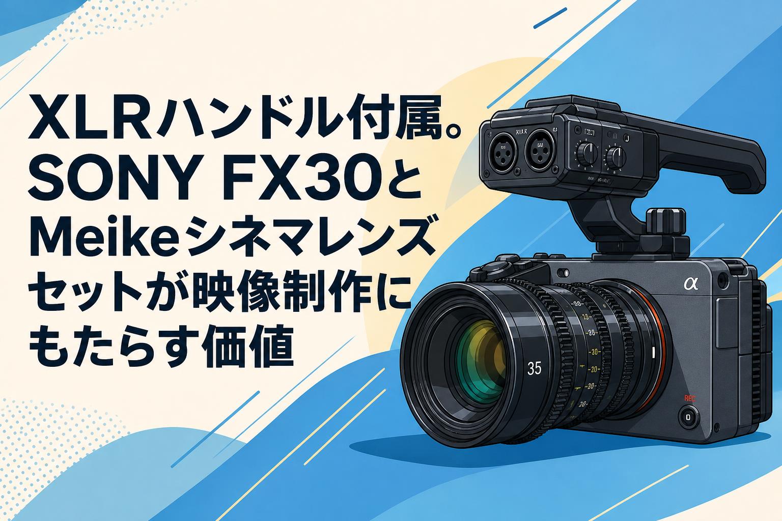 XLRハンドル付属。SONY FX30とMeikeシネマレンズセットが映像制作に
