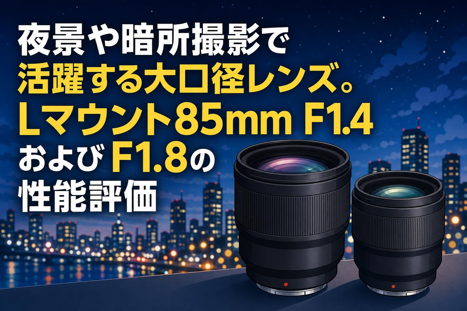 夜景や暗所撮影で活躍する大口径レンズ。Lマウント85mm F1.4およびF1.8