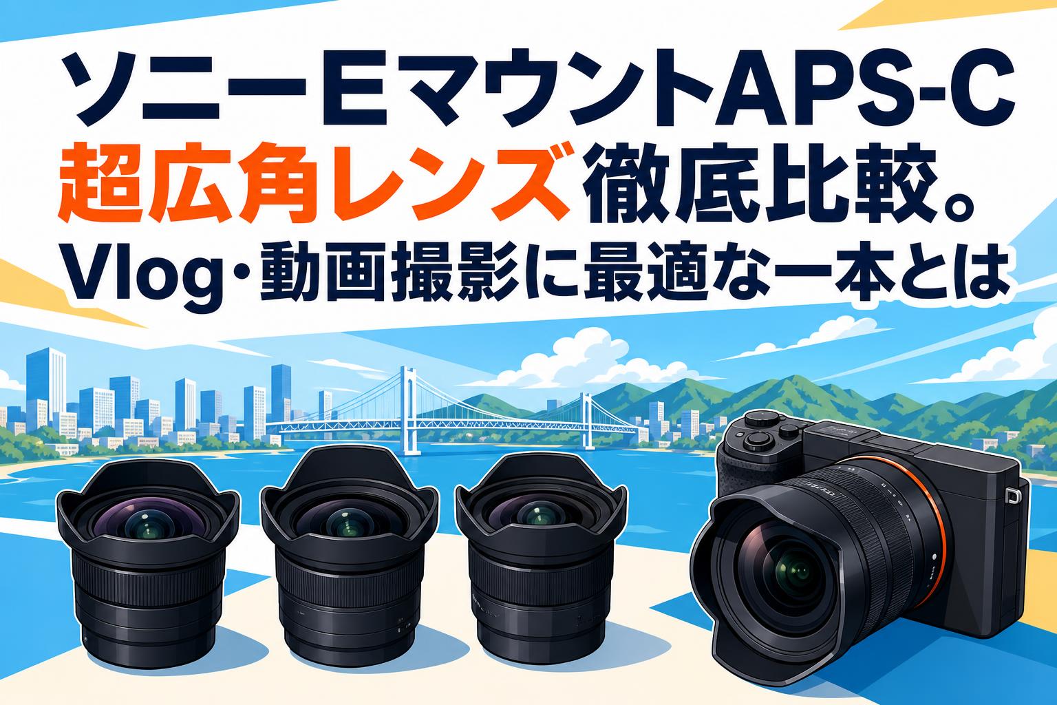【大幅値下げ】ソニーAマウント デジタル一眼レフ広角レンズ ソニーEマウントAPS-C超広角レンズ徹底比較。Vlog・動画撮影に最適な一