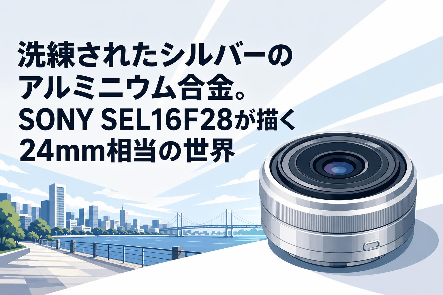 洗練されたシルバーのアルミニウム合金。SONY SEL16F28が描く24mm相当