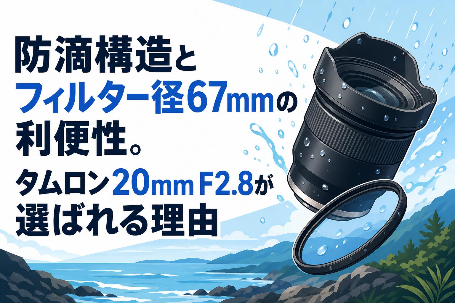 防滴構造とフィルター径67mmの利便性。タムロン20mm F2.8が選ばれる