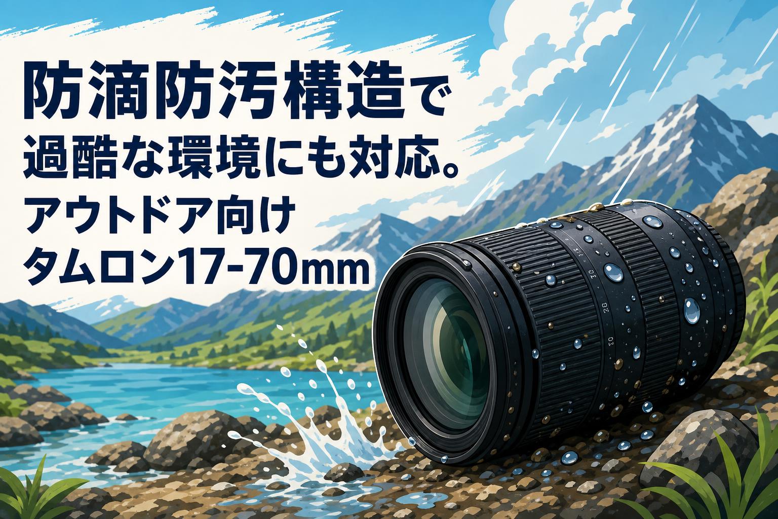 防滴防汚構造で過酷な環境にも対応。アウトドア向けタムロン17-70mm