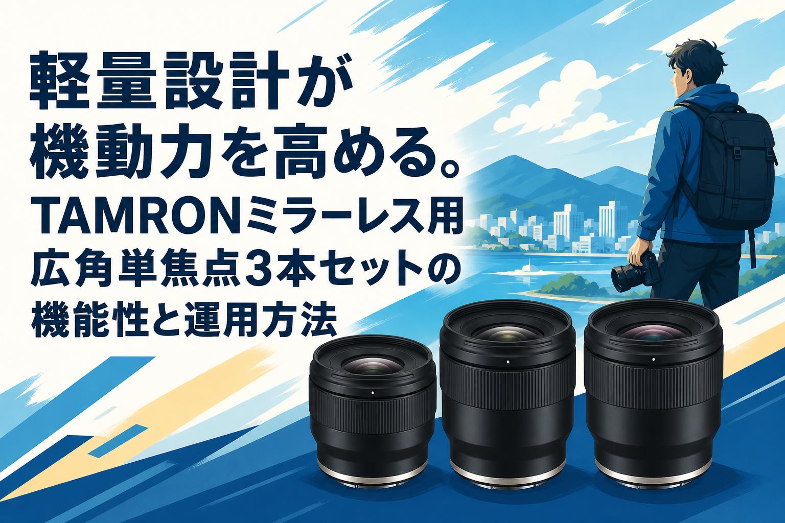 軽量設計が機動力を高める。TAMRONミラーレス用広角単焦点3本セットの