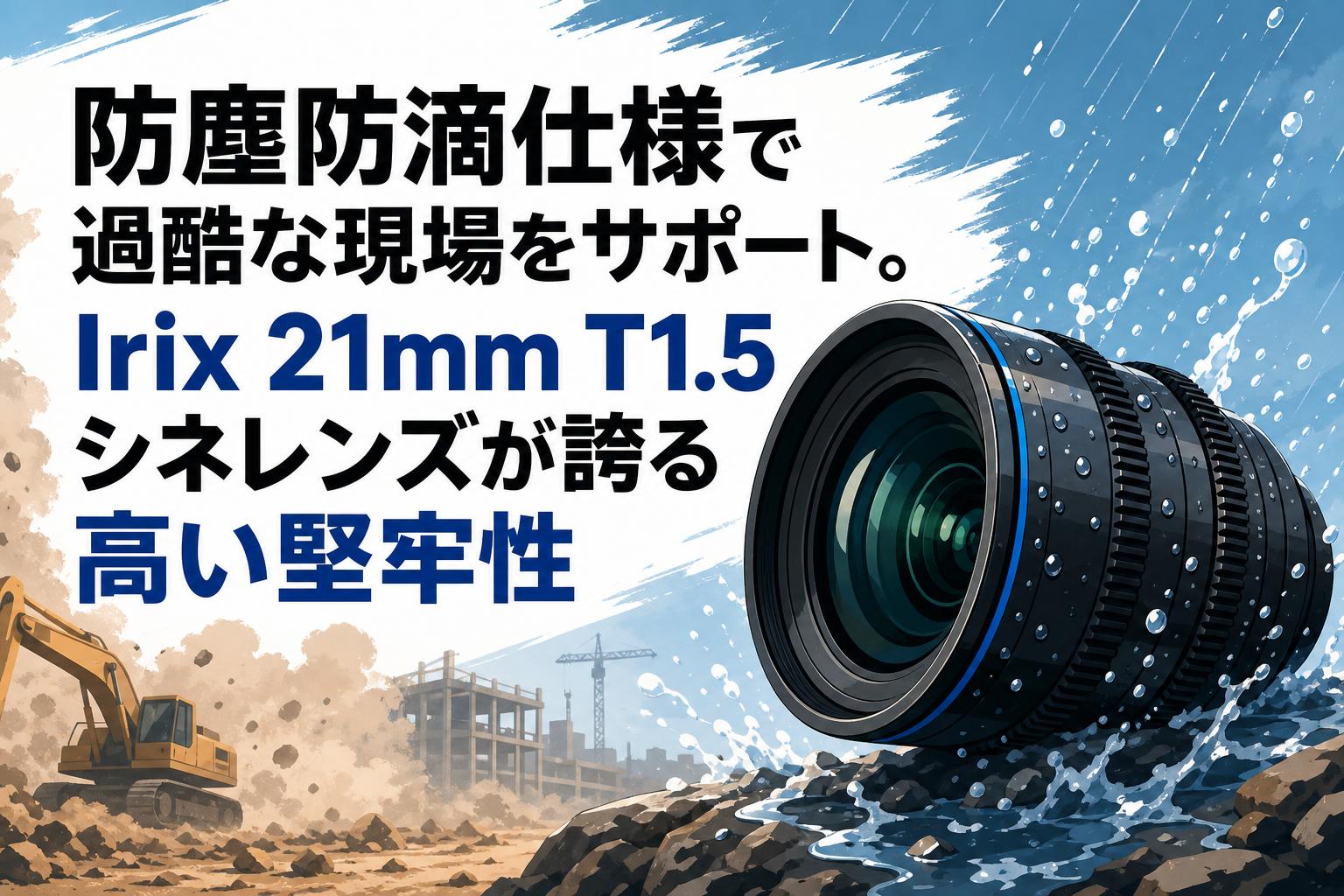 防塵防滴仕様で過酷な現場をサポート。Irix 21mm T1.5 シネレンズが