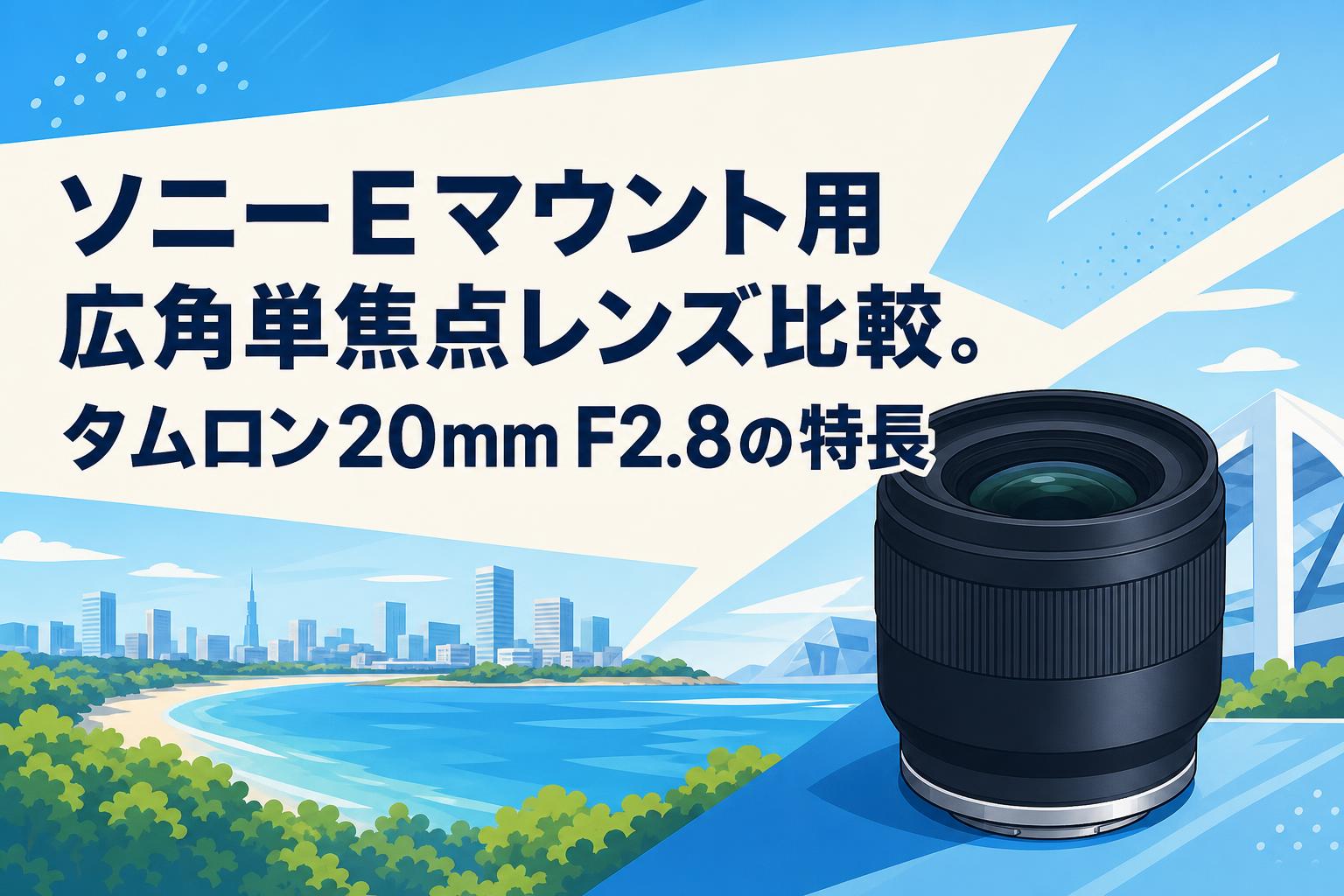 Tamron タムロン　20mm f2.8 ソニー Eマウント超広角　フルサイズ ソニーEマウント用広角単焦点レンズ比較。タムロン20mm F2.8の特長