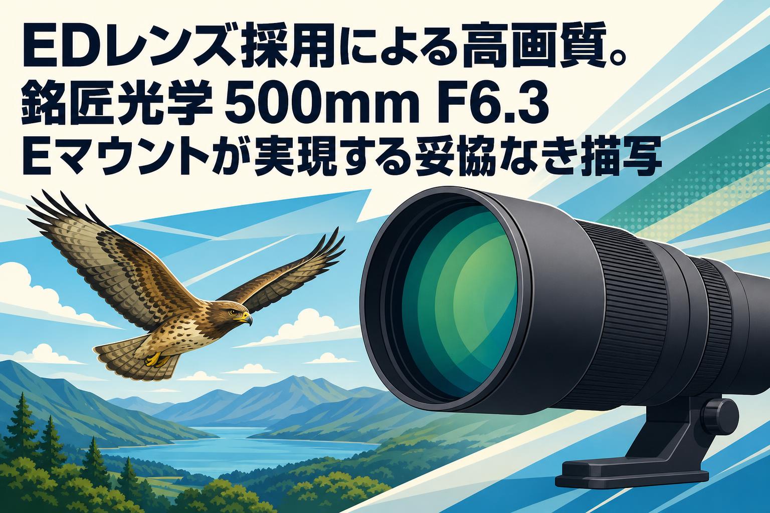 EDレンズ採用による高画質。銘匠光学 500mm F6.3 Eマウントが実現する