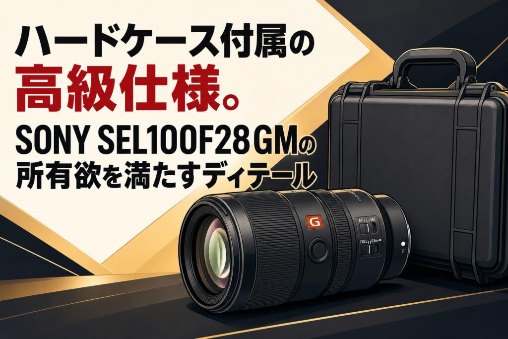 ハードケース付属の高級仕様。SONY SEL100F28GMの所有欲を満たす