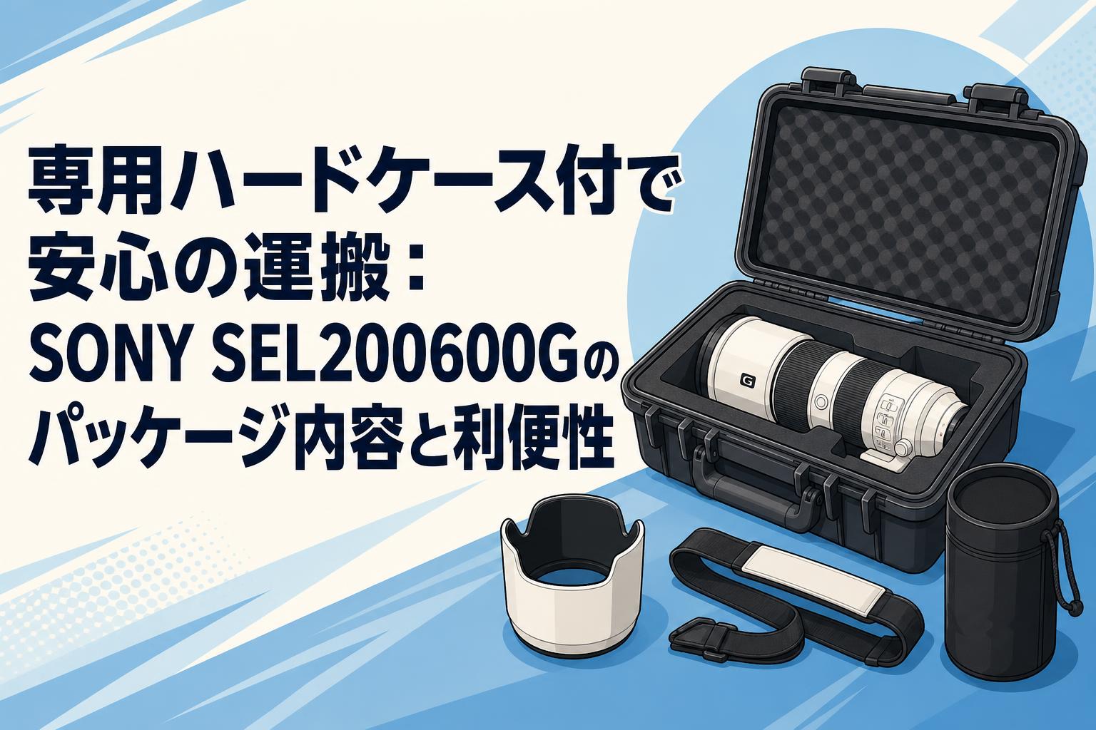 専用ハードケース付で安心の運搬：SONY SEL200600Gのパッケージ内容と