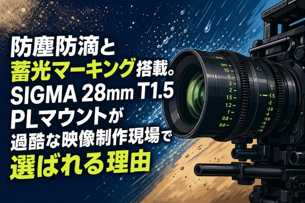防塵防滴と蓄光マーキング搭載。SIGMA 28mm T1.5 PLマウントが過酷な