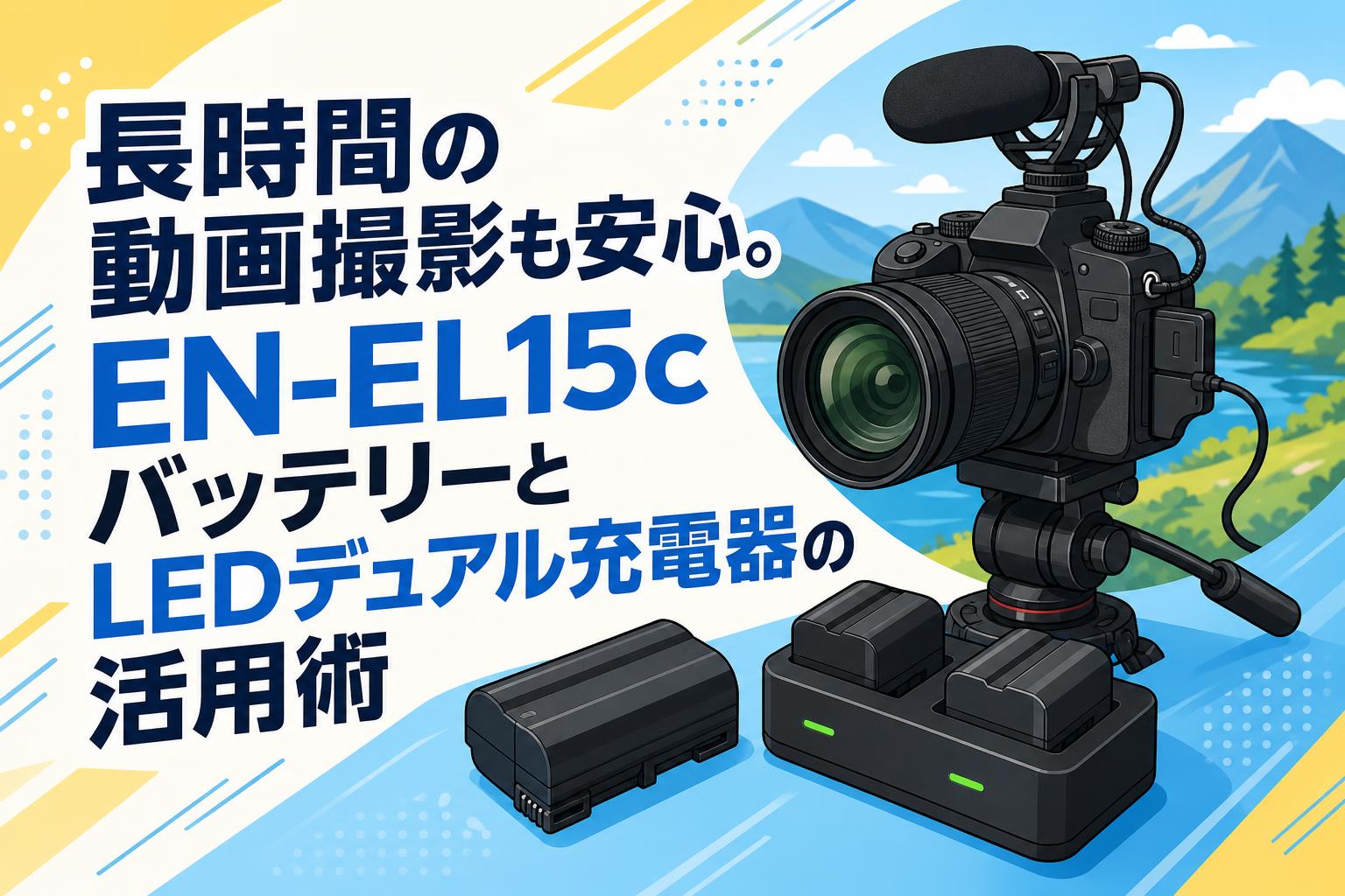 長時間の動画撮影も安心。EN-EL15cバッテリーとLEDデュアル充電器の
