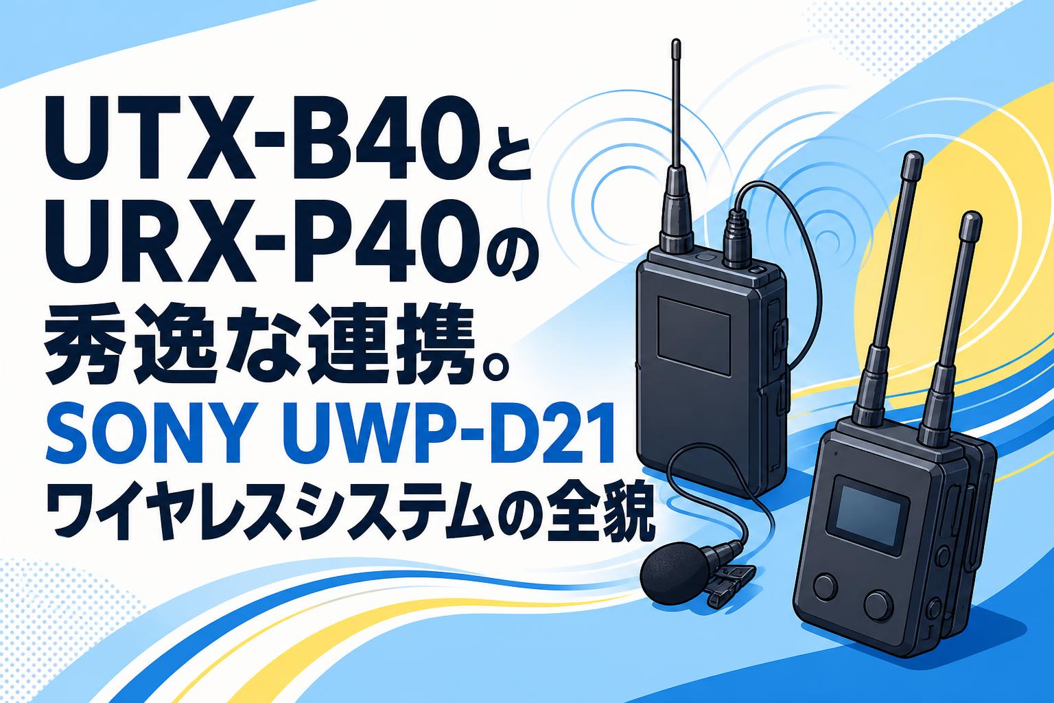 SONY ワイヤレスシステム UWP-D21（UTX-B40+URX-P40） UTX-B40とURX-P40の秀逸な連携。SONY UWP-D21ワイヤレスシステムの全貌