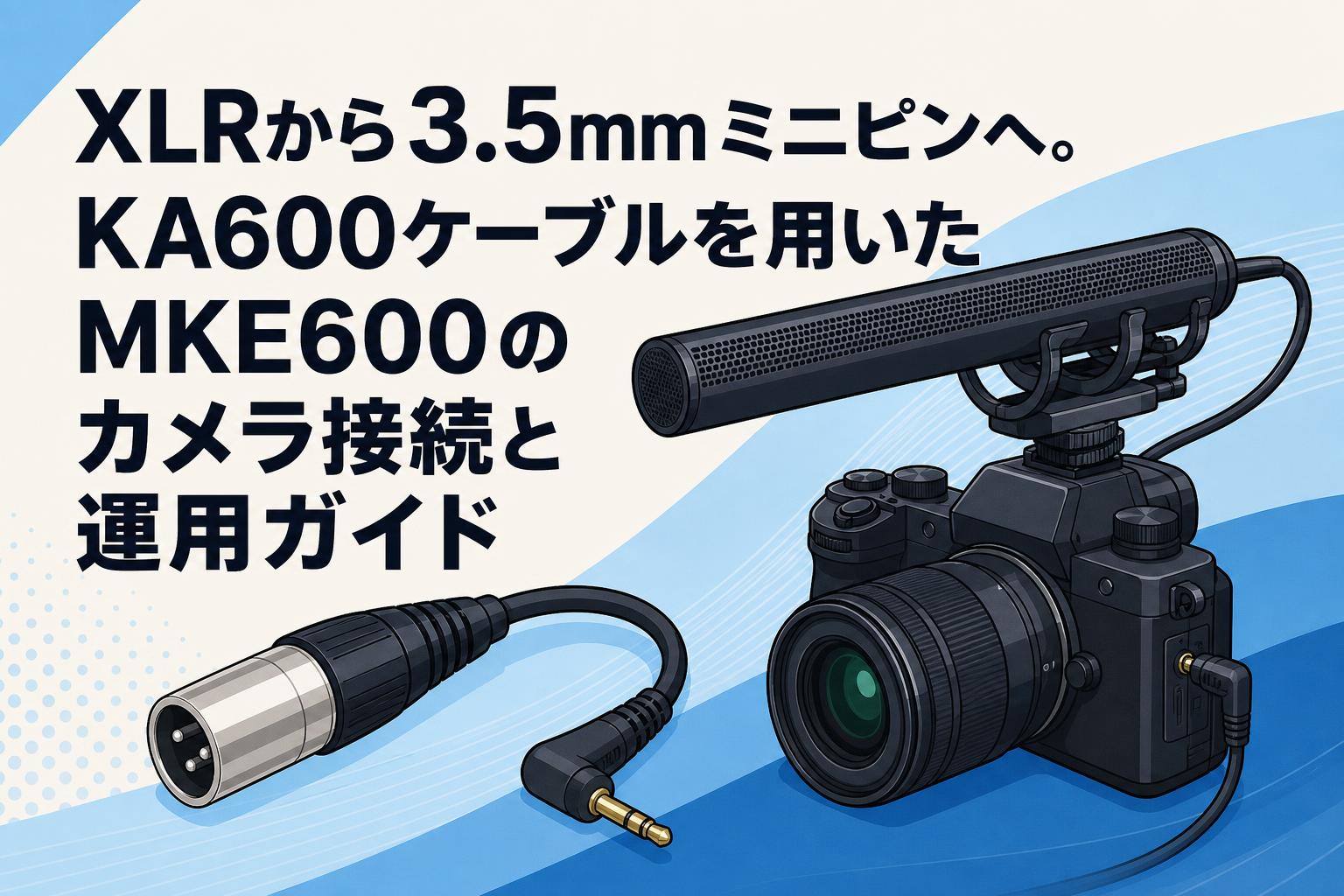 XLRから3.5mmミニピンへ。KA600ケーブルを用いたMKE600のカメラ接続と