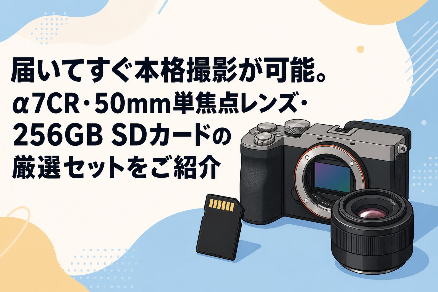 hirocbx様　SONY α7 ILCE-7 SEL50F18F セット 届いてすぐ本格撮影が可能。α7CR・50mm単焦点レンズ・256GB SDカードの