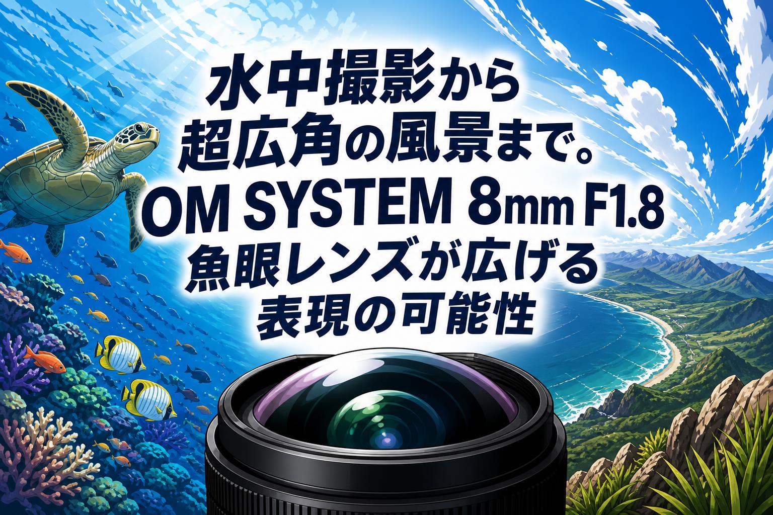 OLYMPUS C4040 ＋ F1.8レンズ ＋ 防水セット！ 即撮れる 水中撮影から超広角の風景まで。OM SYSTEM 8mm F1.8魚眼レンズが広げる