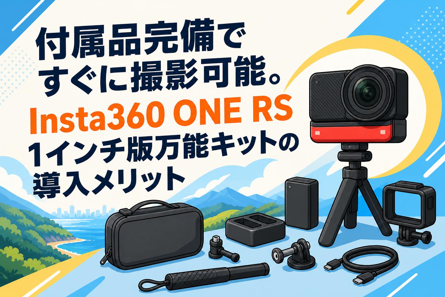 付属品完備ですぐに撮影可能。Insta360 ONE RS 1インチ版万能キットの