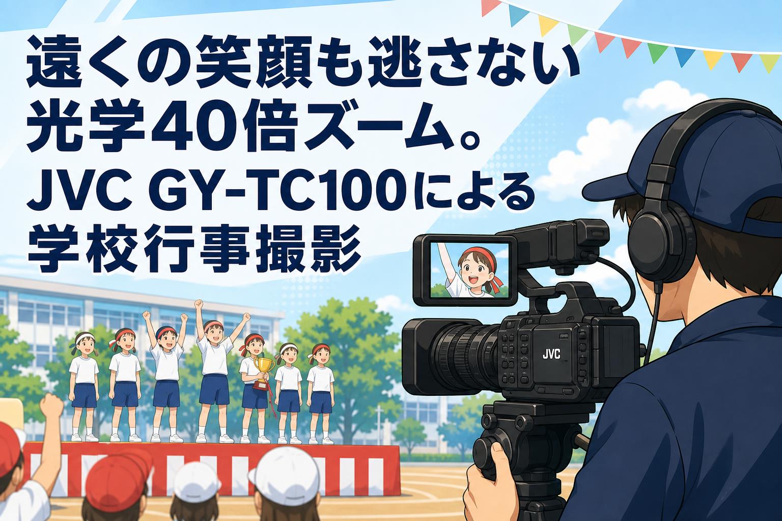 JVC フルHD ビデオカメラ 40倍ズーム　ほとんど使用なし 遠くの笑顔も逃さない光学40倍ズーム。JVC GY-TC100による学校行事撮影