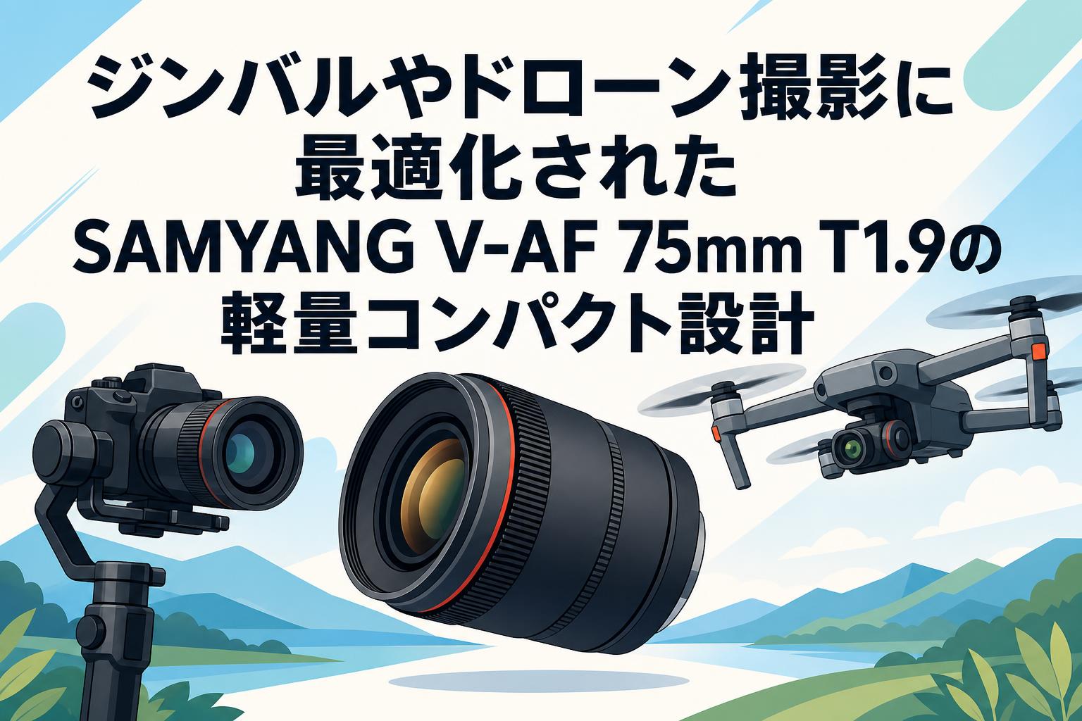 ジンバルやドローン撮影に最適化されたSAMYANG V-AF 75mm T1.9の軽量