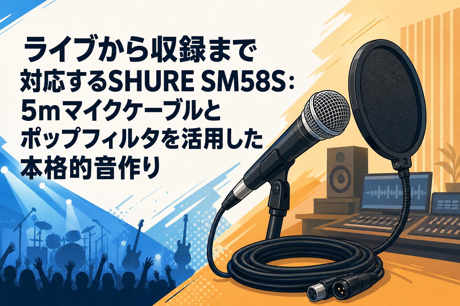 ライブから収録まで対応するSHURE SM58S：5mマイクケーブルとポップ