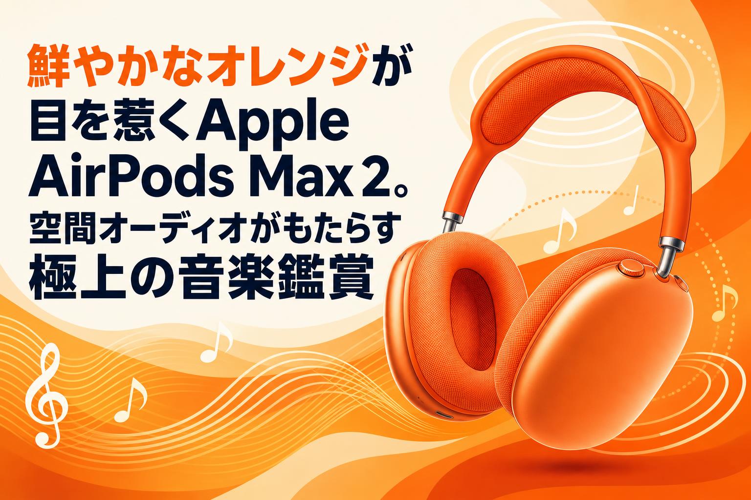 鮮やかなオレンジが目を惹くApple AirPods Max 2。空間オーディオが