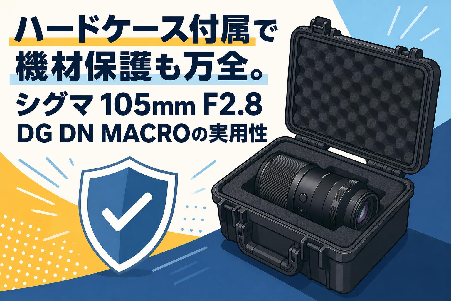 ハードケース付属で機材保護も万全。シグマ 105mm F2.8 DG DN MACROの