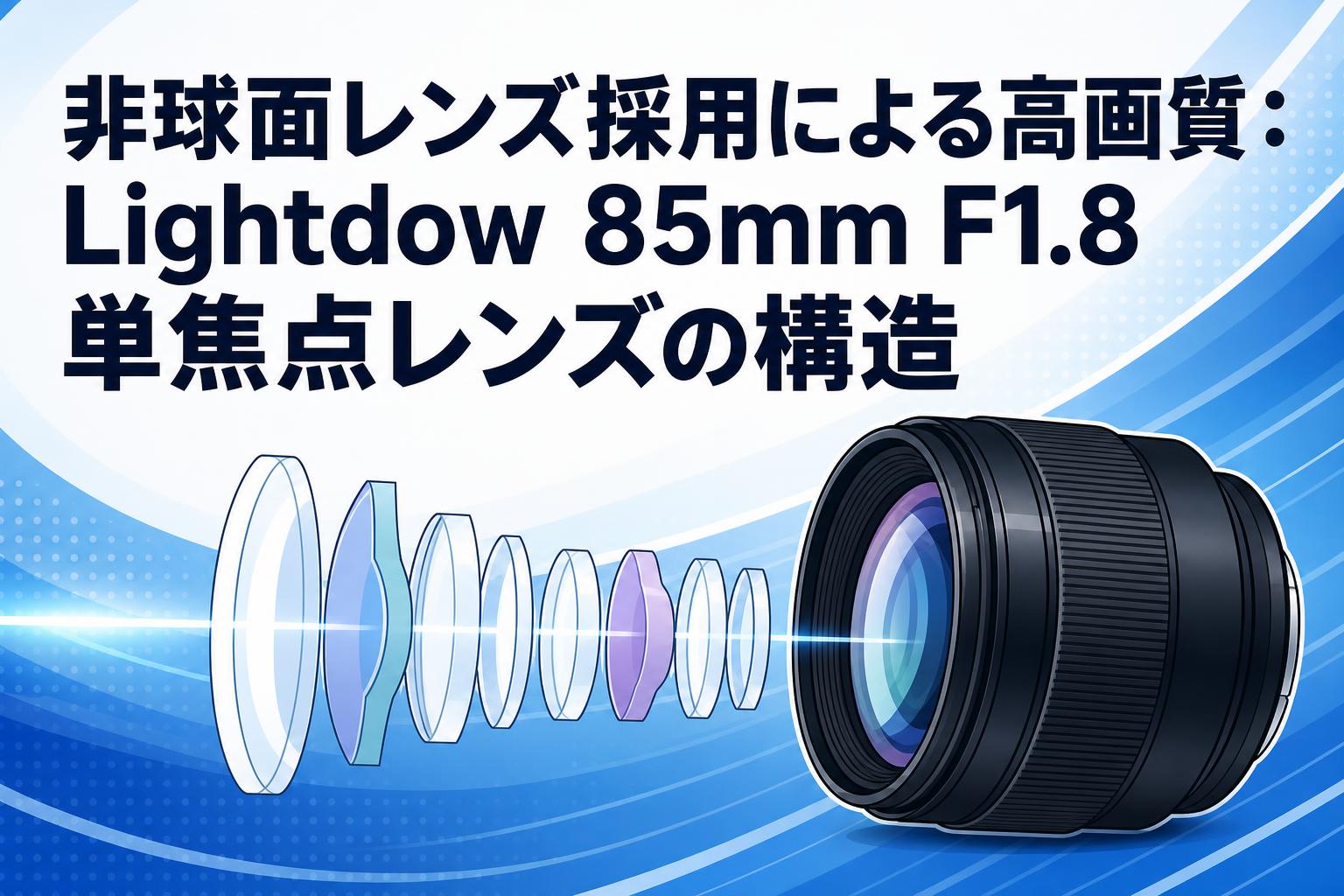 非球面レンズ採用による高画質：Lightdow 85mm F1.8単焦点レンズの構造
