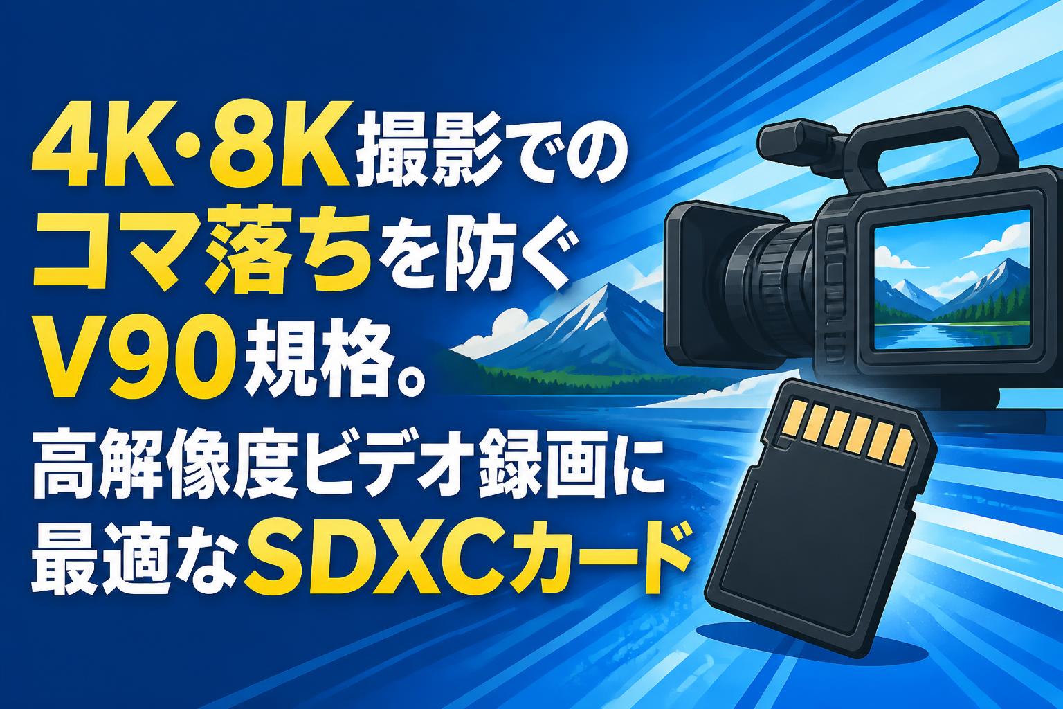4K・8K撮影でのコマ落ちを防ぐV90規格。高解像度ビデオ録画に最適な
