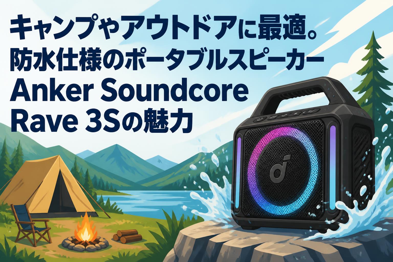 キャンプやアウトドアに最適。防水仕様のポータブルスピーカーAnker