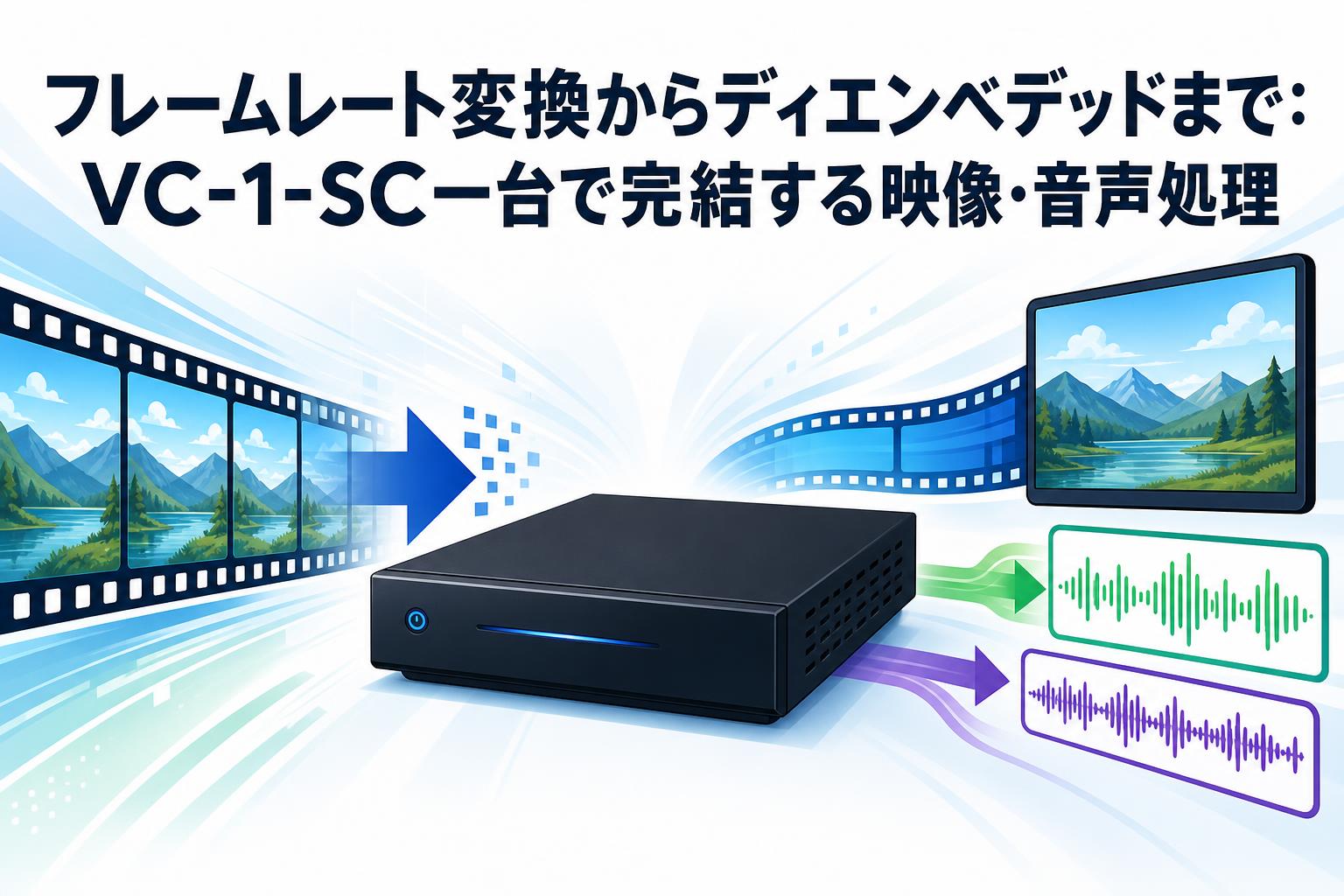 フレームレート変換からディエンベデッドまで：VC-1-SC一台で完結する