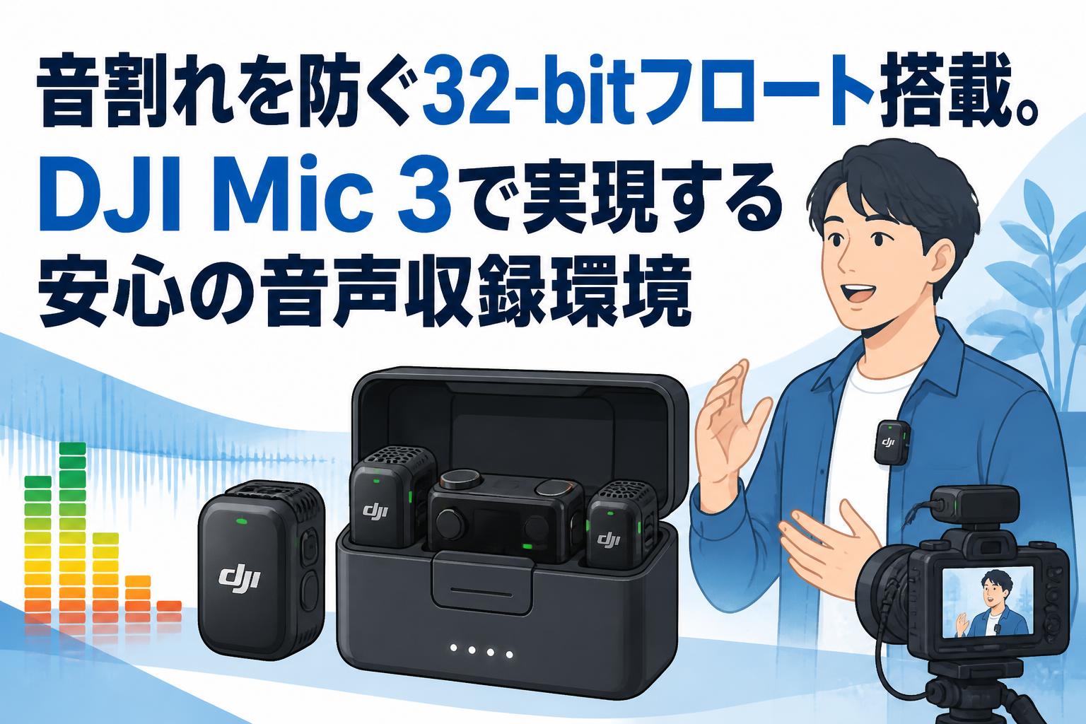 音割れを防ぐ32-bitフロート搭載。DJI Mic 3で実現する安心の音声収録